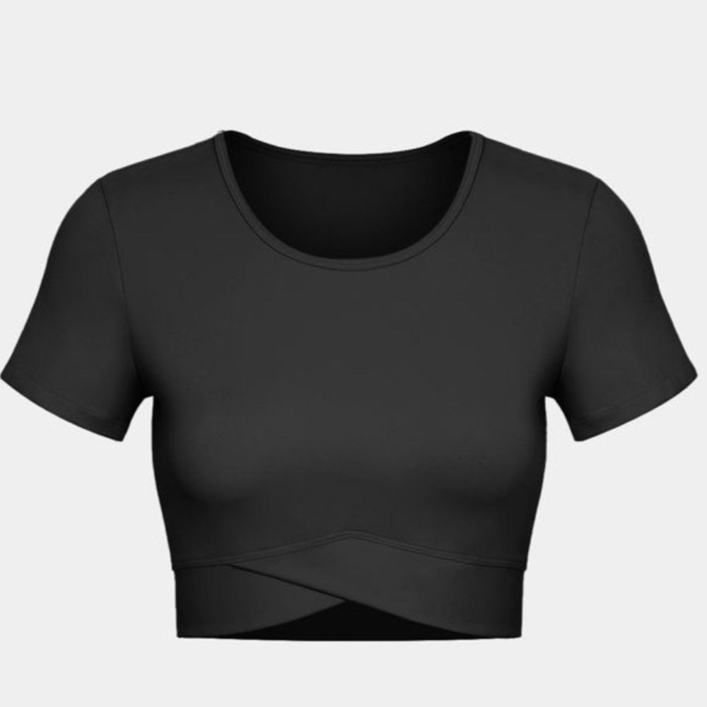 NWT HALARA V NECK NOTCHED CROP TOP 
SIZE: Large Color: Black